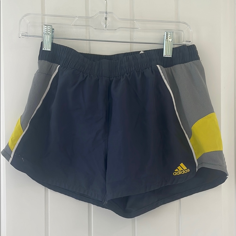 Adidas Blue and Yellow Athletic Shorts Lightweight Performance